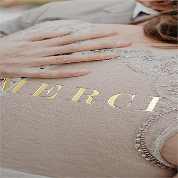 Remerciement mariage délicatesse végétale dorure - Détail de la carte