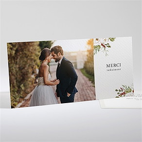 Remerciement mariage en rouge et blanc paysage