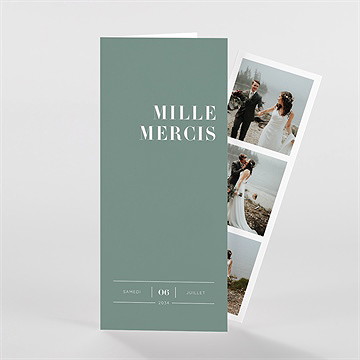 Remerciement mariage annonce photomaton - Devant de la carte