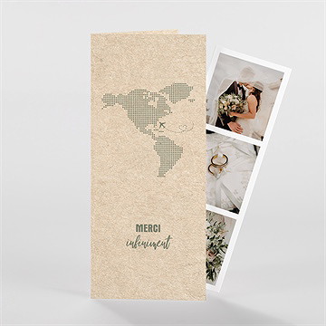 Remerciement mariage billet d'avion photomaton - Devant de la carte