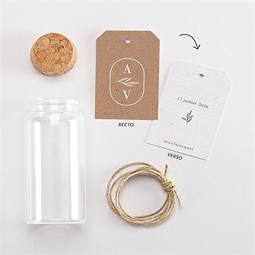 Mignonette mariage capsule champetre étiquette - Mise en situation