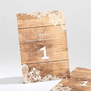 Numéro de table mariage boisé