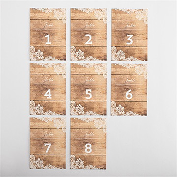 Numéro de table mariage boisé - Vue d'ensemble