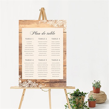 Plan de table mariage boisé - Mise en situation