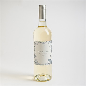 Etiquette de bouteille mariage tropiques - Mise en situation