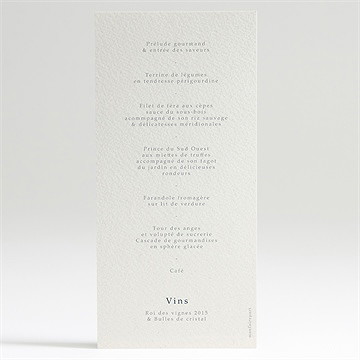 Menu mariage tropiques - Dos du menu