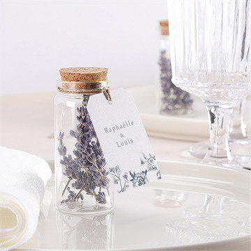 Mignonette mariage tropiques étiquette - Mise en situation