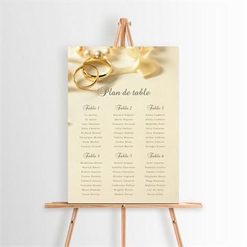 Plan de table mariage alliances fond crème cocotte