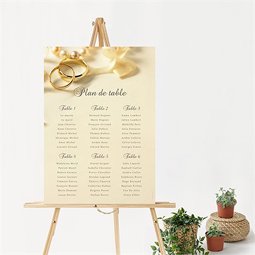 Plan de table mariage alliances fond crème - Mise en situation