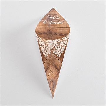 Cornet confettis mariage boisé