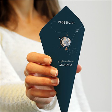 Cornet confettis mariage notre passeport - Dos du cornet