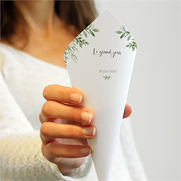 Cornet confettis mariage balade champetre - Dos du cornet