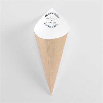 Cornet confettis mariage avec programme magnet carré