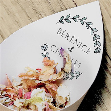 Cornet confettis mariage avec programme - Mise en situation