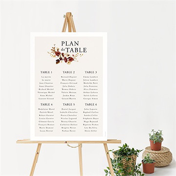 Plan de table mariage en automne - Mise en situation