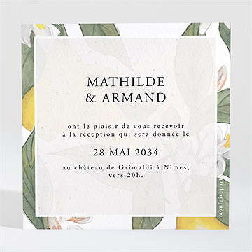 Carton d'invitation mariage citron