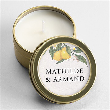 Bougie mariage citron or