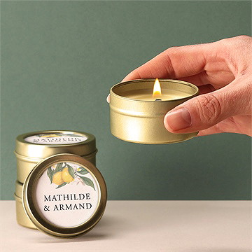 Bougie mariage citron or - Bougie allumée
