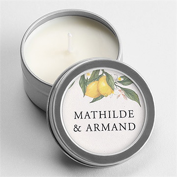 Bougie mariage citron argent