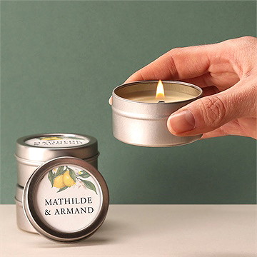 Bougie mariage citron argent - Mise en situation