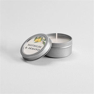 Bougie mariage citron argent - Mise en situation