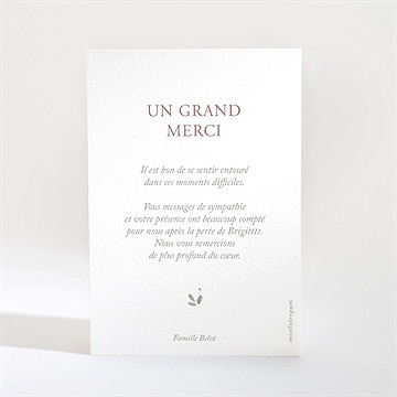 Remerciement décès douce clarté portrait - Dos de la carte