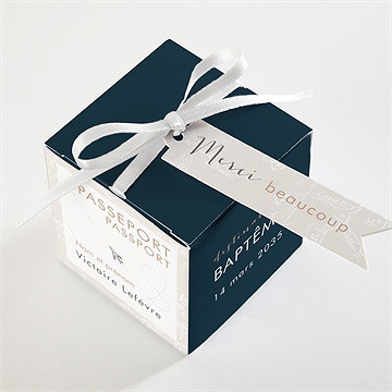 Boîte de dragées baptême mon passeport bapteme - Dessus de la boîte