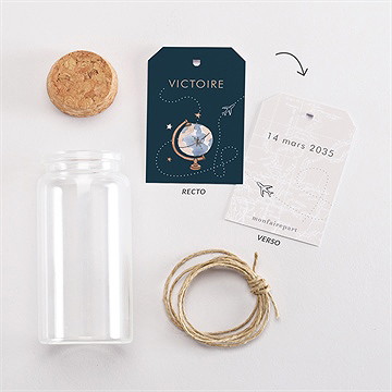 Mignonette baptême passeport bapteme étiquette - Vue d'ensemble