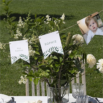 Guirlande baptême jolie annonce champêtre - Mise en situation