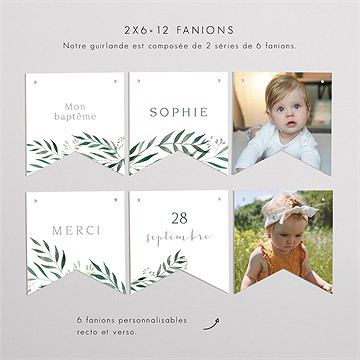 Guirlande baptême jolie annonce champêtre - Vue d'ensemble