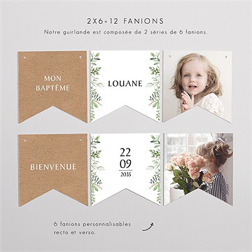 Guirlande baptême kraft végétal - Vue d'ensemble