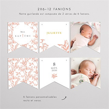 Guirlande baptême motif gravure - Vue d'ensemble