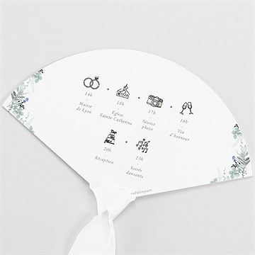 Eventail mariage poésie d'aquarelle programme - Dos de l'eventail