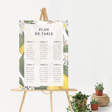Plan de table mariage citron - Mise en situation
