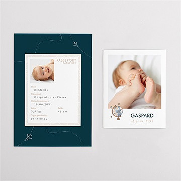 Faire-part naissance mon premier passeport duo - Vue d'ensemble