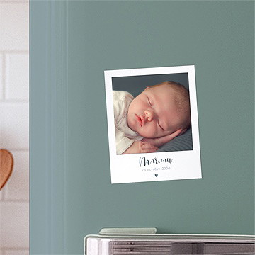 Faire-part naissance notre petit coeur magnet duo - Mise en situation