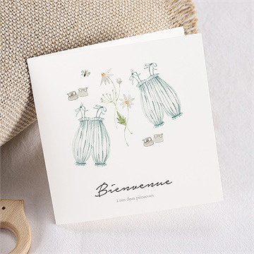 Faire-part naissance jumeaux barboteuse