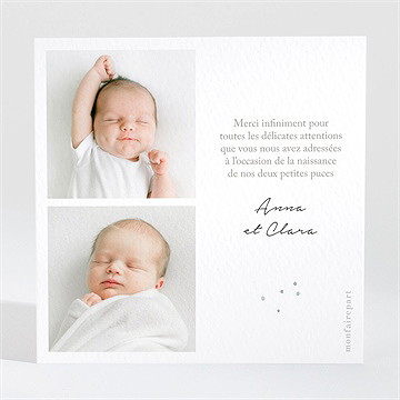 Remerciement naissance jumeaux barboteuse - Dos de la carte