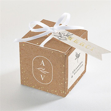 Boîte de dragées mariage capsule champetre dorure