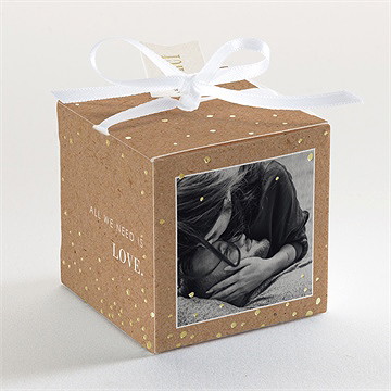 Boîte de dragées mariage capsule champetre dorure - Dos de la boîte