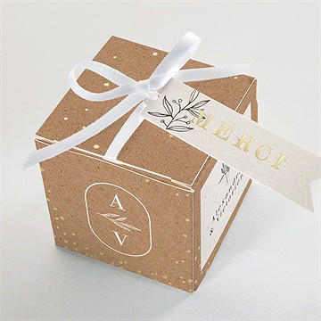 Boîte de dragées mariage capsule champetre dorure - Dessus de la boîte