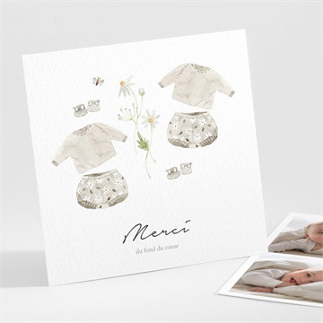 Remerciement naissance bébé jumeaux carré