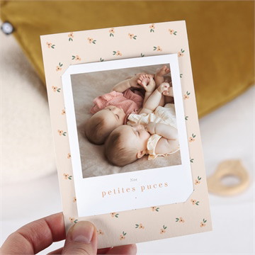 Faire-part naissance fleurs jumelles