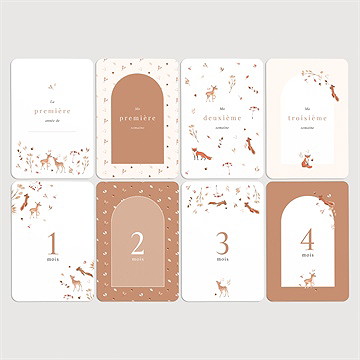 Carte étape bébé animaux forêt - Vue d'ensemble