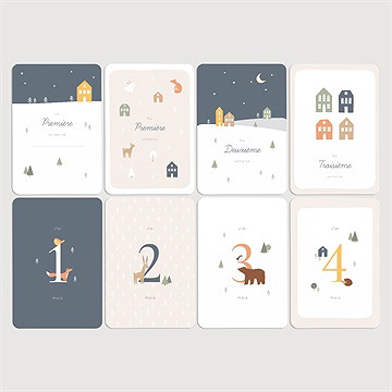 Carte étape bébé animaux hiver
