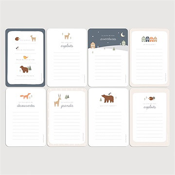 Carte étape bébé animaux hiver - Vue d'ensemble verso