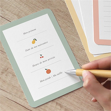 Carte étape bébé fruits - Verso