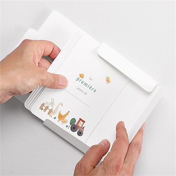 Carte étape bébé à la ferme - Vue boîte ouverte
