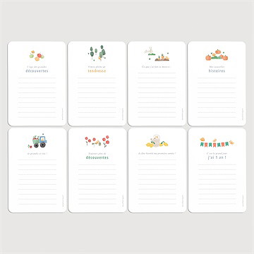 Carte étape bébé à la ferme - Vue d'ensemble verso