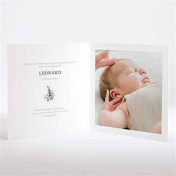 Faire-part naissance evidente sérénité - Intérieur du faire-part